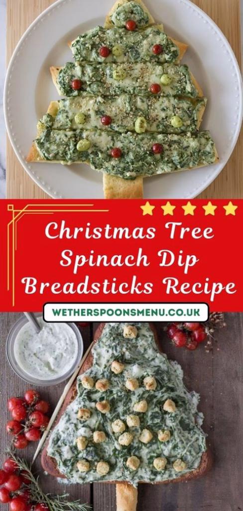 Christmas Tree Spinach Dip Breadsticks Recipe