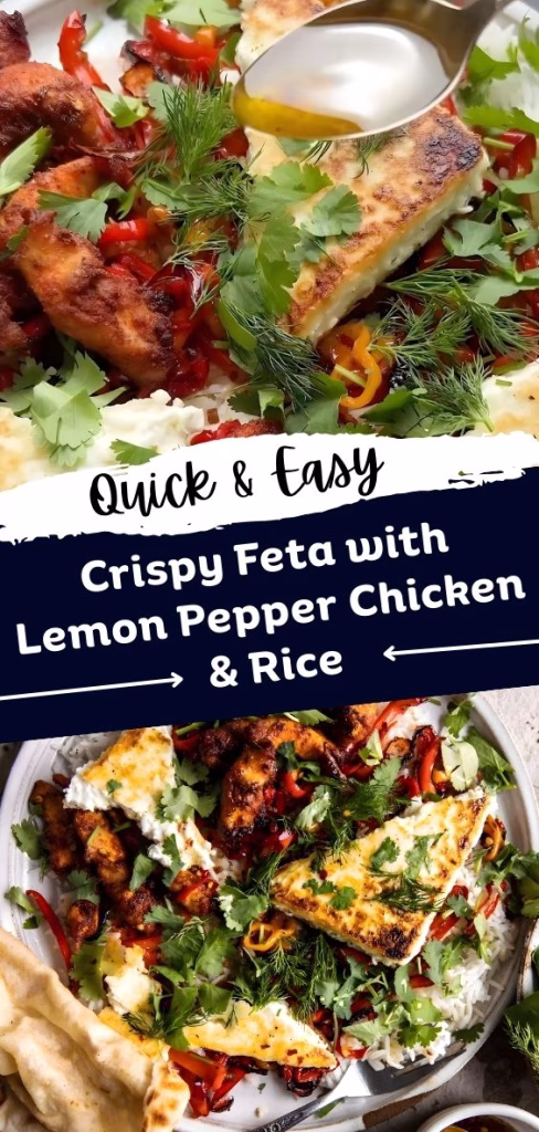 Crispy Feta with Lemon Pepper Chicken And Rice Recipe