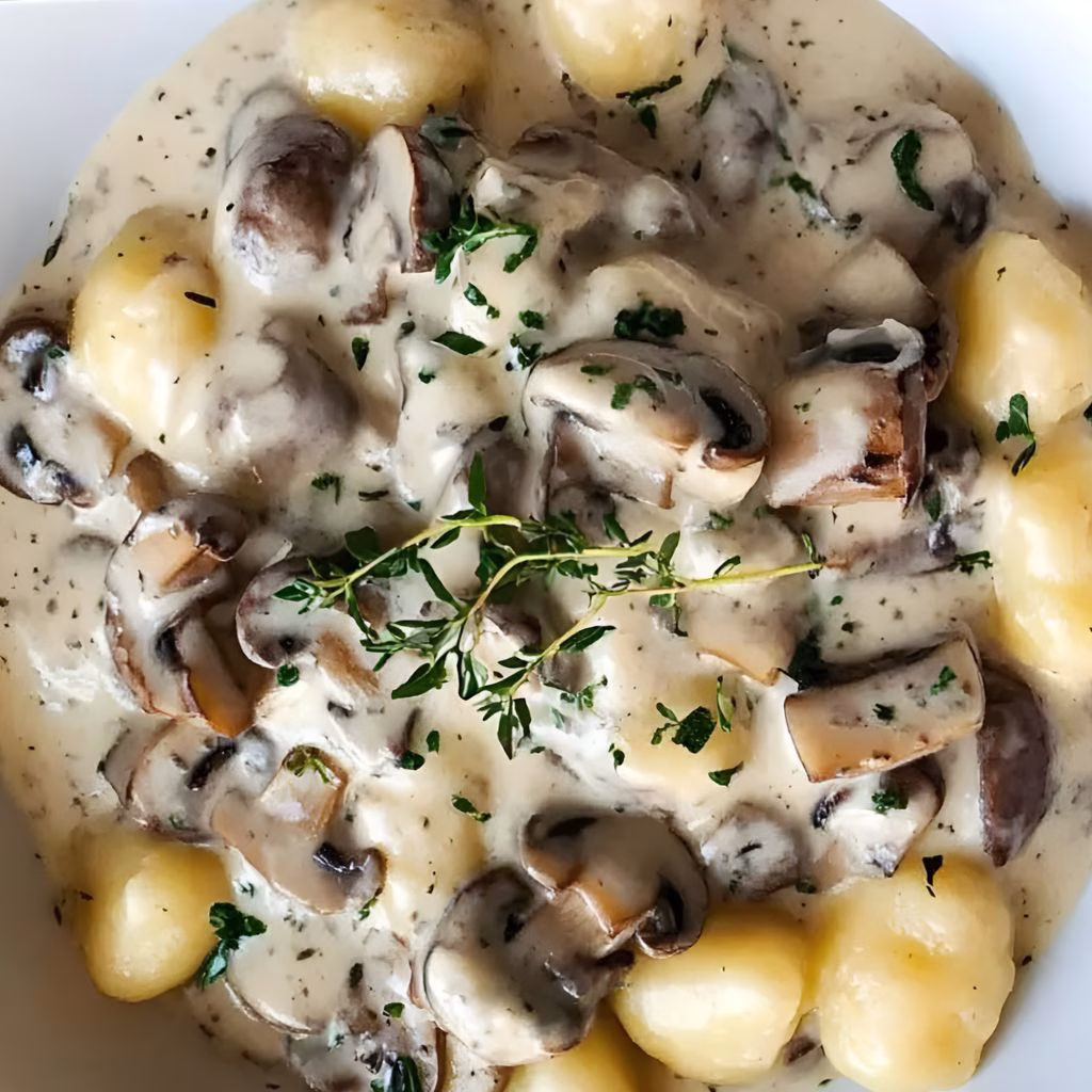 Mushroom Gnocchi with Parmesan Cream Sauce Recipe
