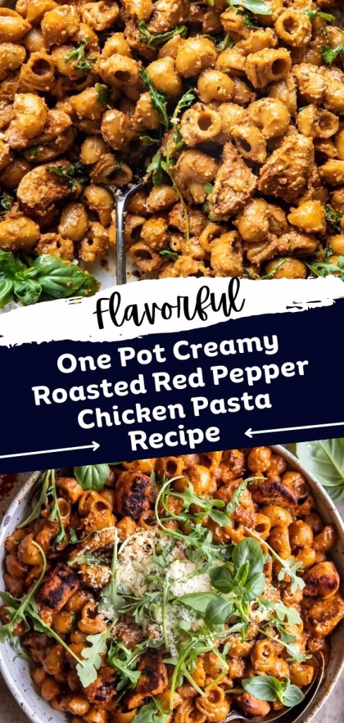 One Pot Creamy Roasted Red Pepper Chicken Pasta Recipe