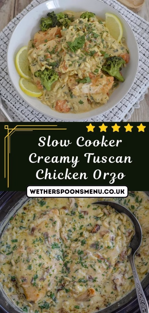 Slow Cooker Creamy Tuscan Chicken Orzo Recipe