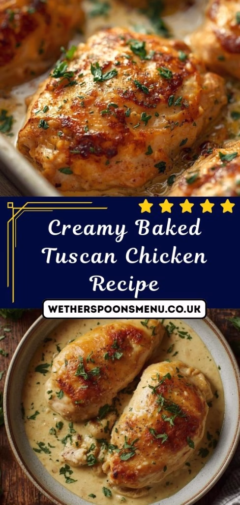 Creamy Baked Tuscan Chicken Recipe