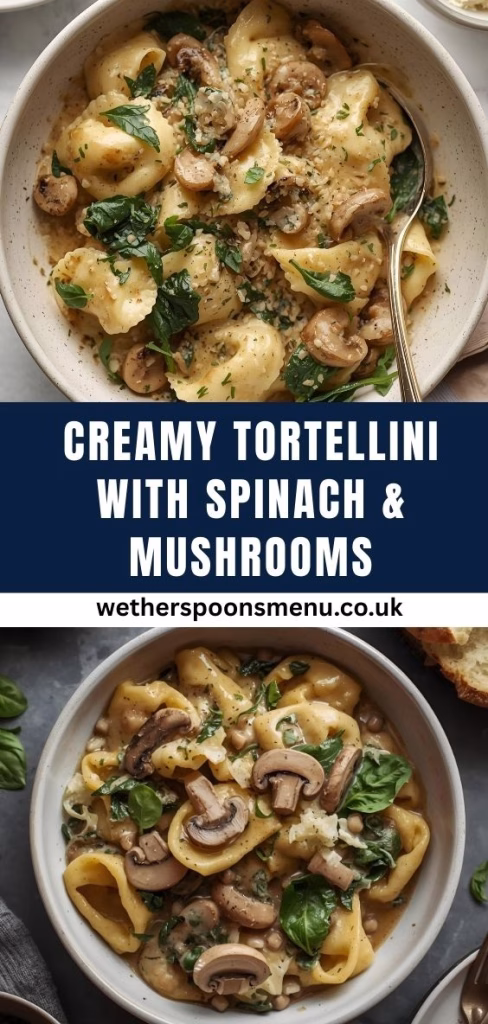 Creamy Tortellini with Spinach and Mushrooms Recipe
