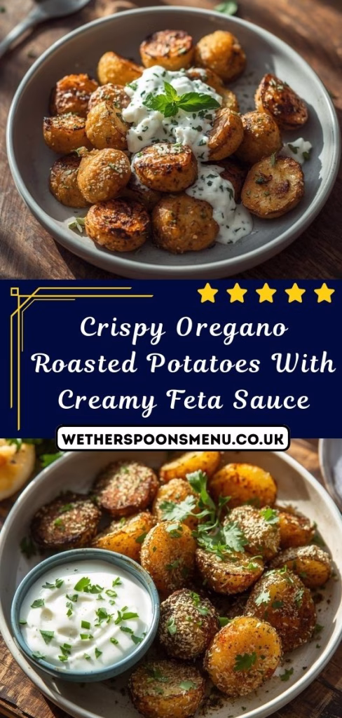Crispy Oregano Roasted Potatoes with Creamy Feta Sauce Recipe