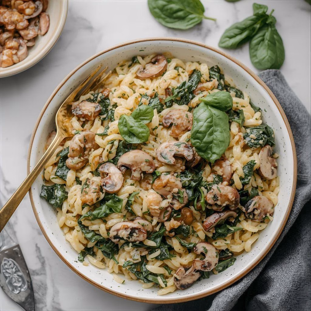 Creamy Mushroom and Spinach Orzo Recipe