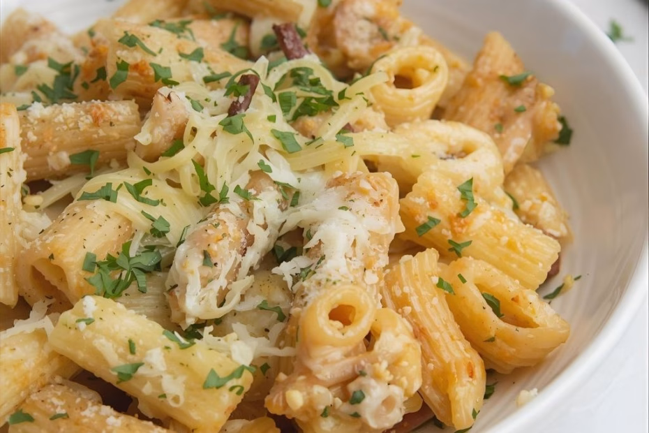 Quick Delicious Garlic Parmesan Pasta Bake Recipe