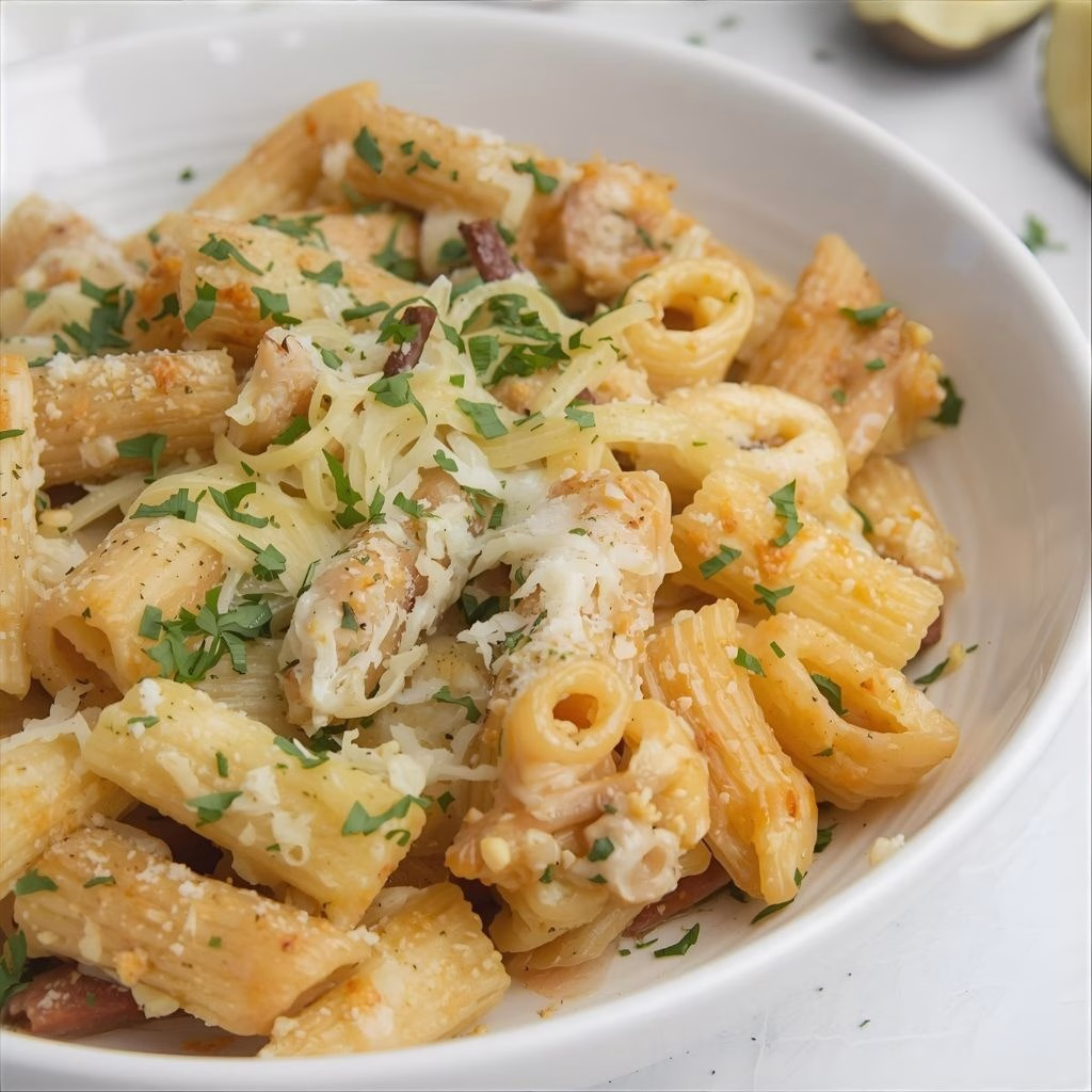 Quick Delicious Garlic Parmesan Pasta Bake Recipe