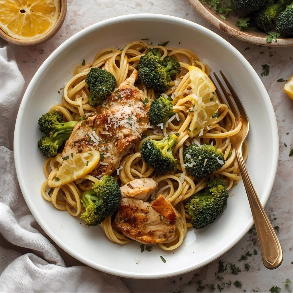 Lemon Chicken Pasta with Broccoli Recipe