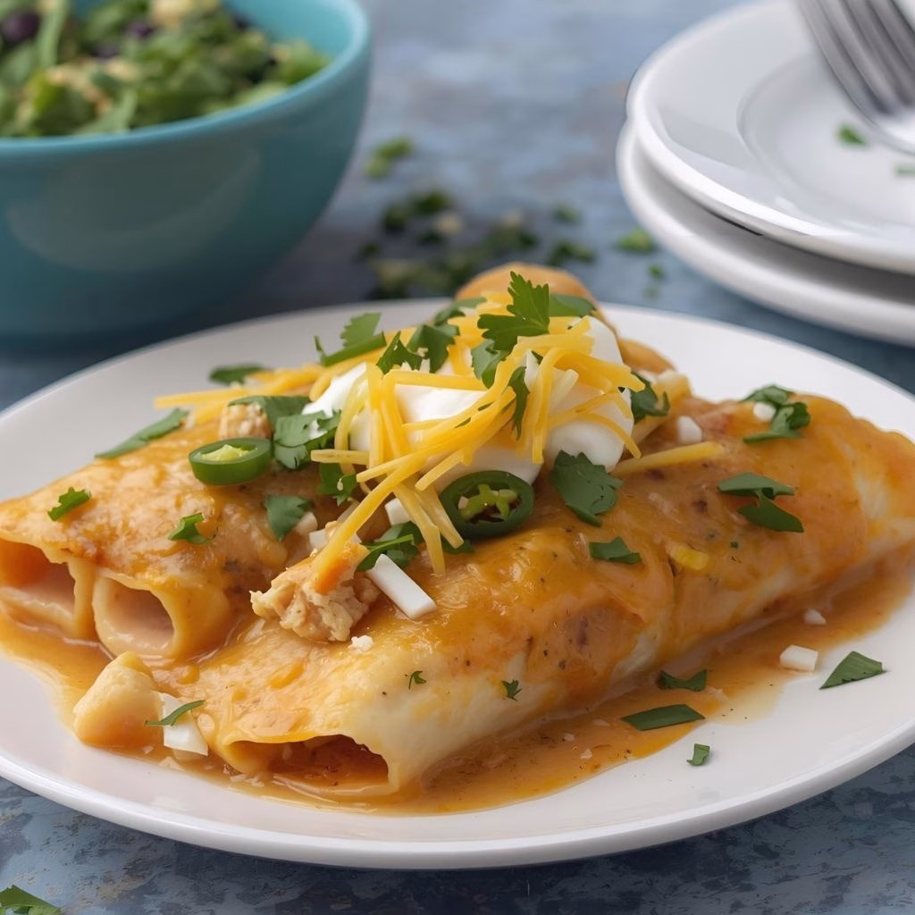 Green Chile and Pepper Jack Cheese Chicken Enchiladas Recipe