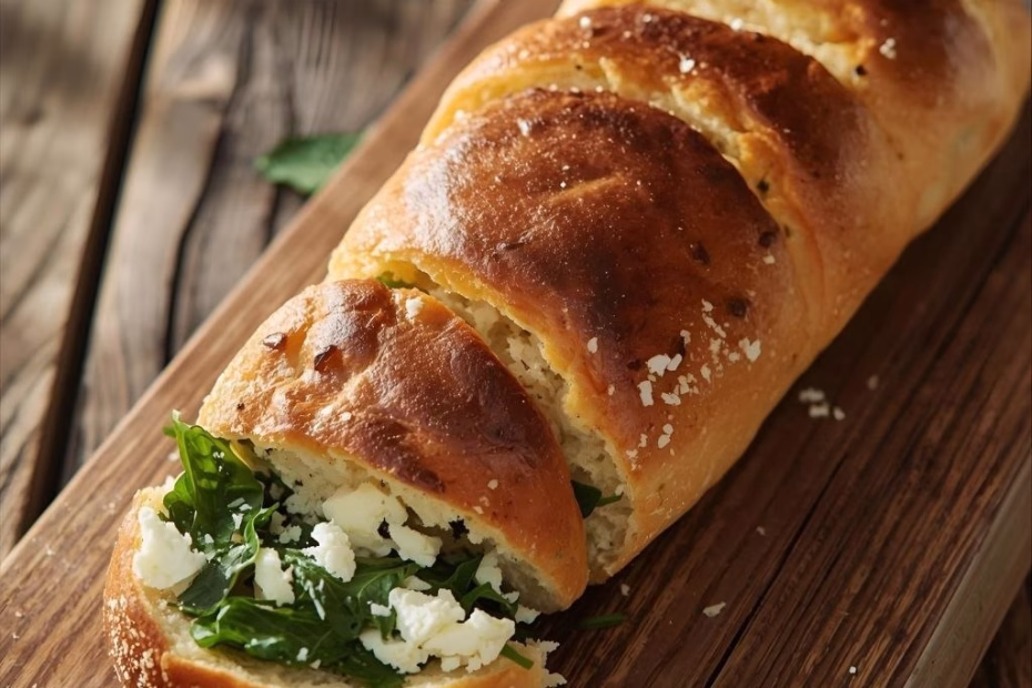 Feta Spinach Stuffed French Bread Recipe