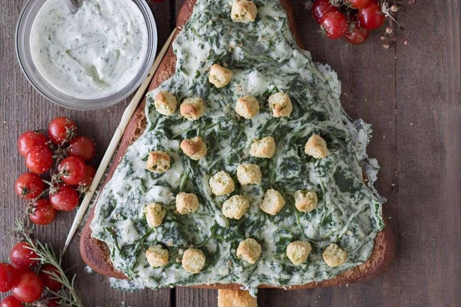 Christmas Tree Spinach Dip Breadsticks Recipe