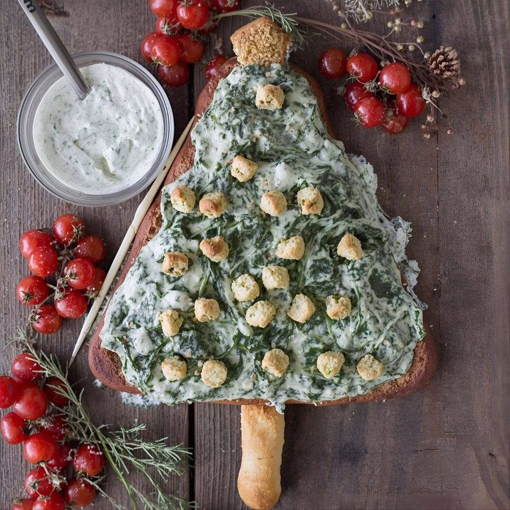 Christmas Tree Spinach Dip Breadsticks Recipe