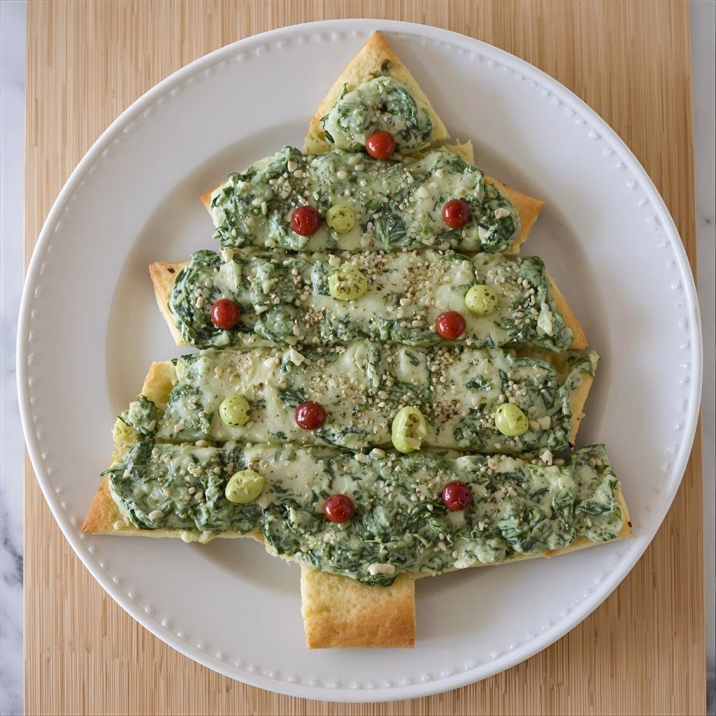 Christmas Tree Spinach Dip Breadsticks Recipe