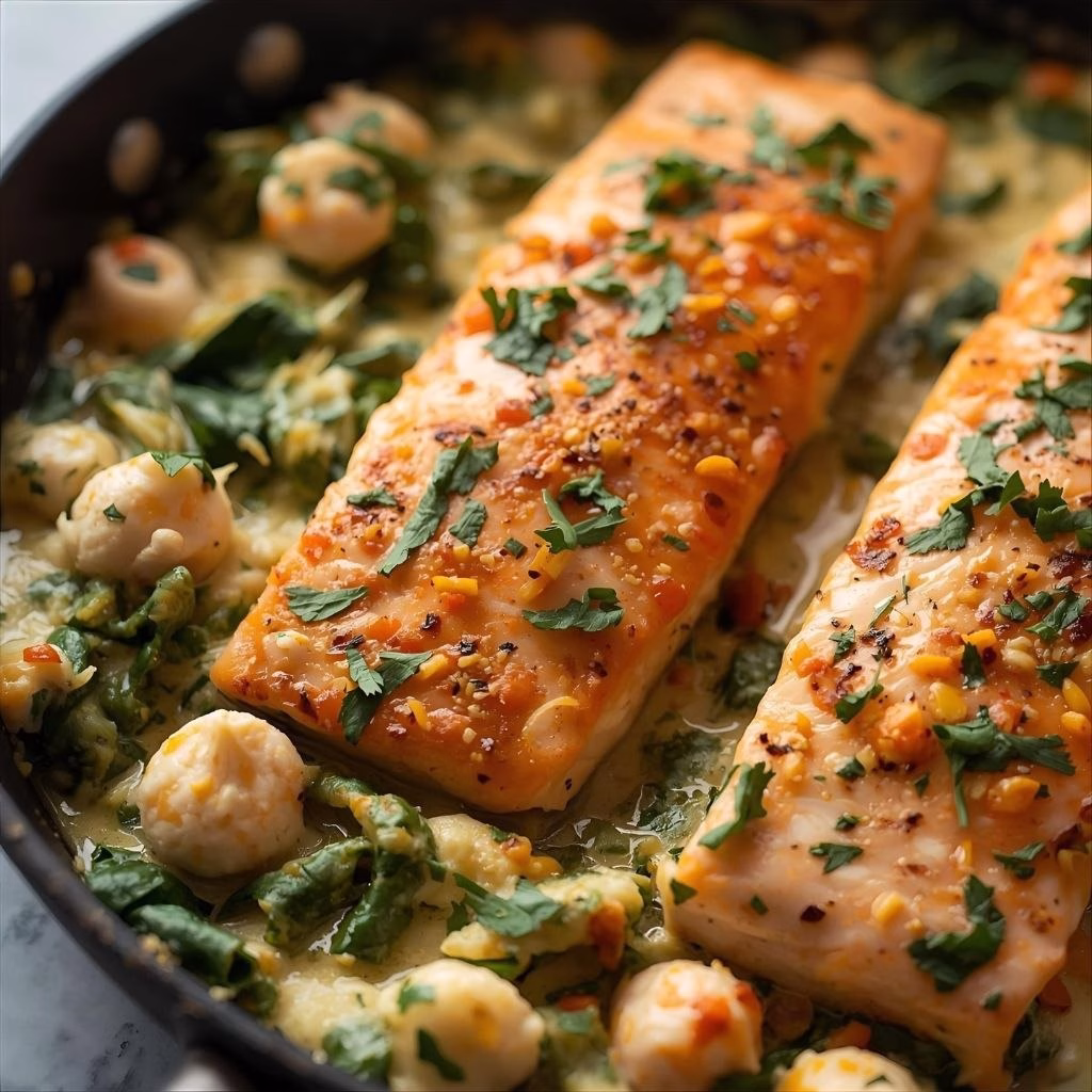 Easy Creamy Salmon Florentine Recipe