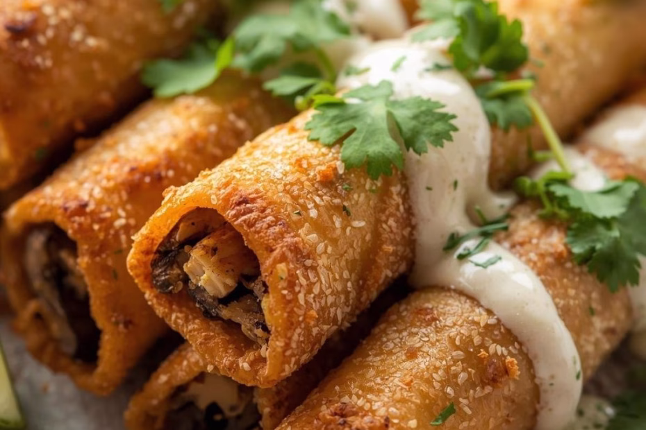 Air Fryer Mushroom Tinga Flautas Recipe