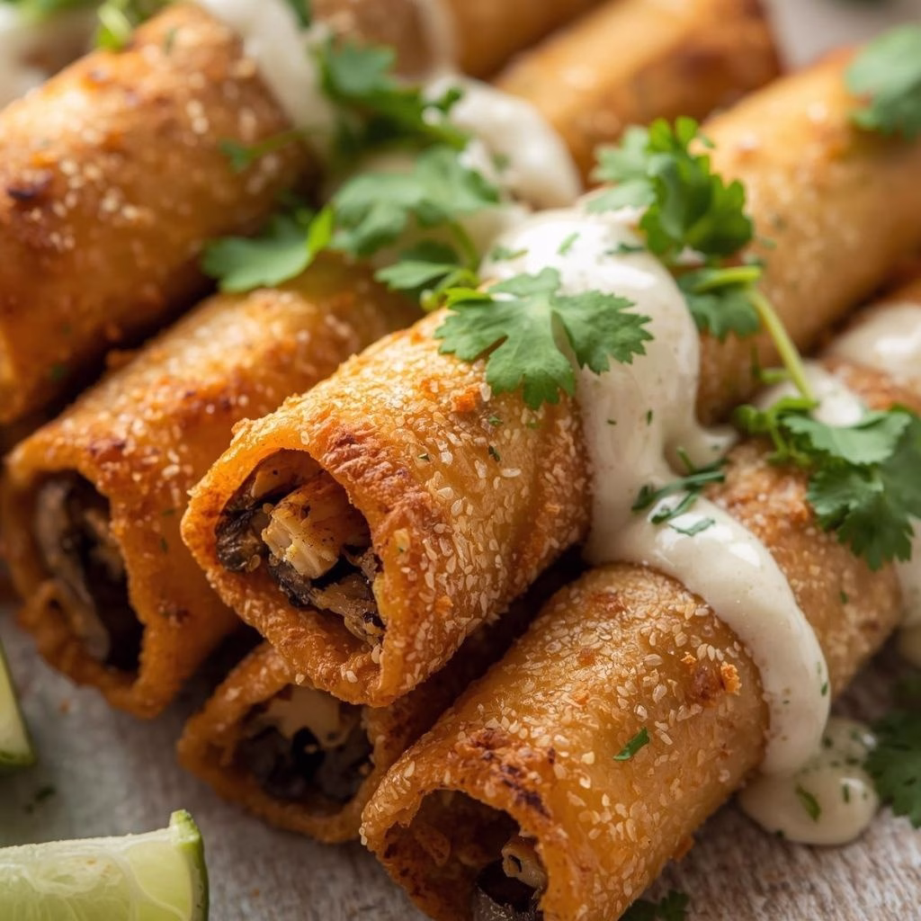 Air Fryer Mushroom Tinga Flautas Recipe