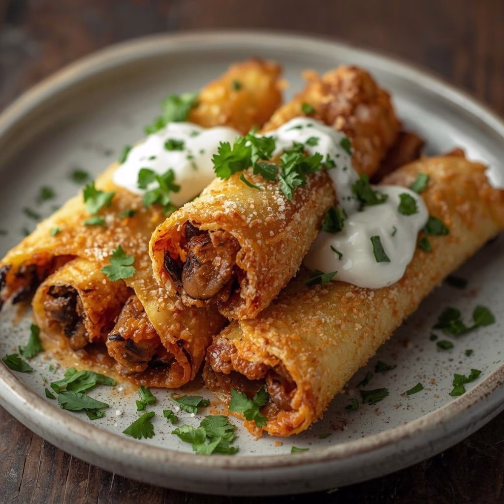 Air Fryer Mushroom Tinga Flautas Recipe