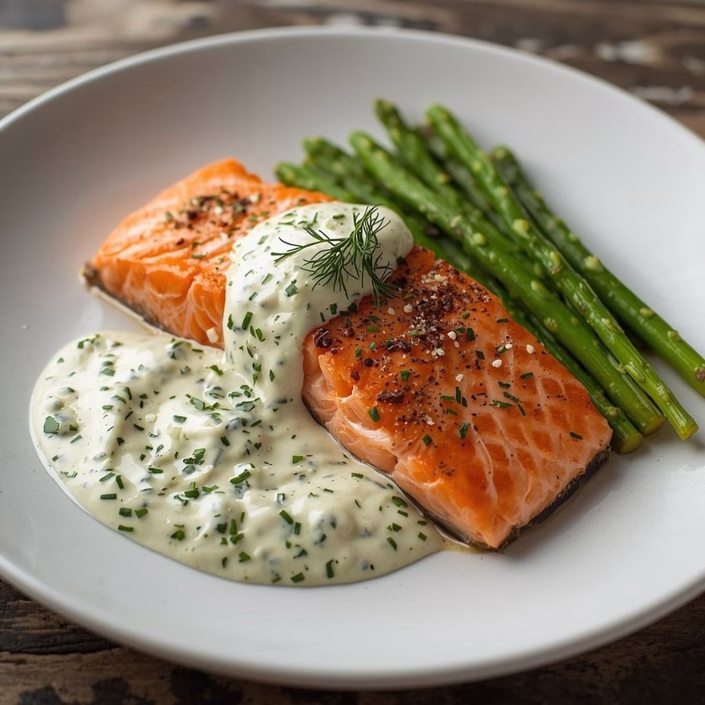 Salmon with Feta Dill Sauce Recipe