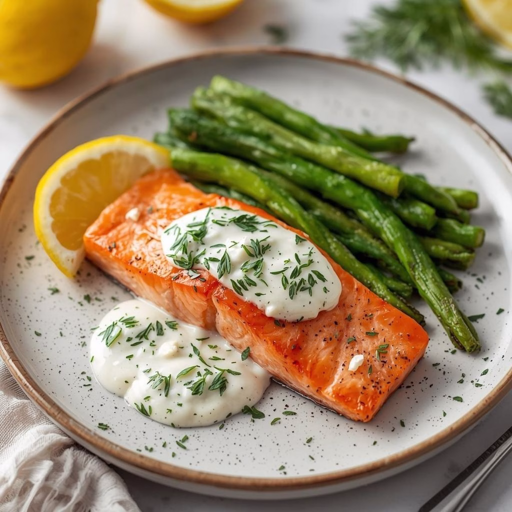 Salmon with Feta Dill Sauce Recipe