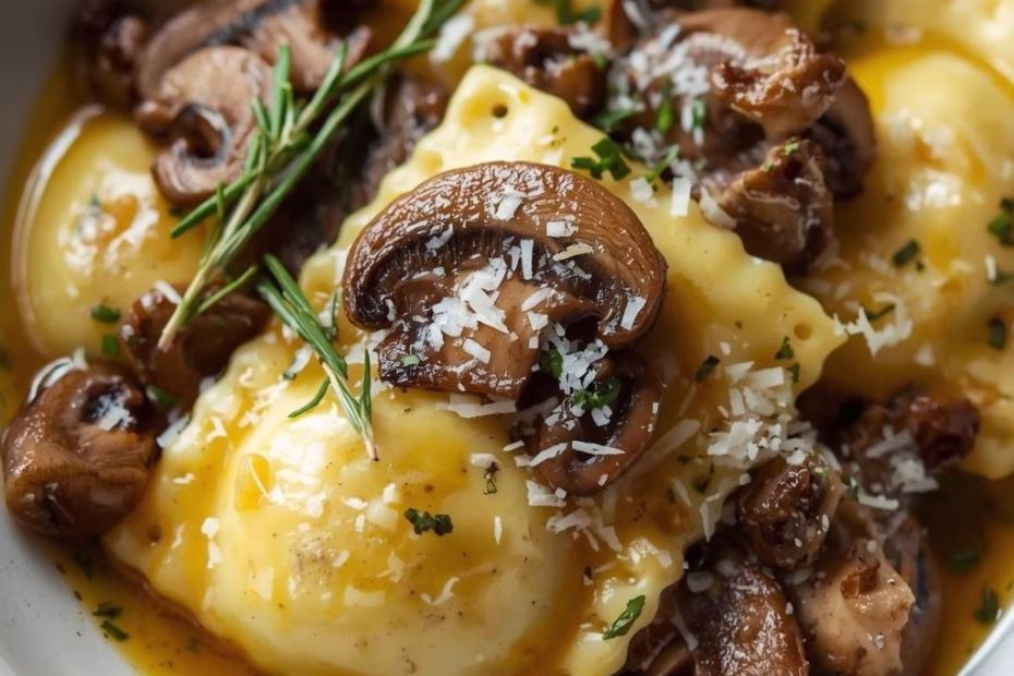 Rosemary Butter Mushroom and Cheese Ravioli Recipe