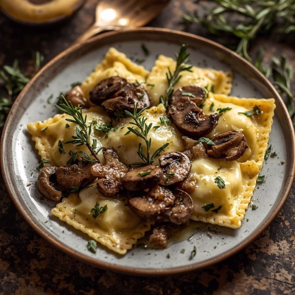 Rosemary Butter Mushroom and Cheese Ravioli Recipe