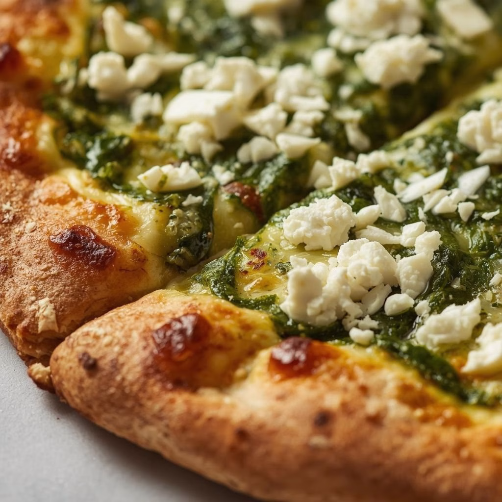 Pesto Pizza With Feta Stuffed Crust Recipe