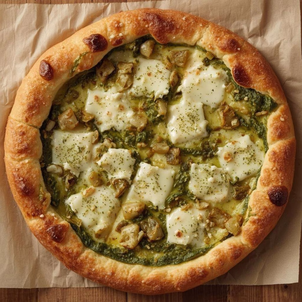 Pesto Pizza With Feta Stuffed Crust Recipe
