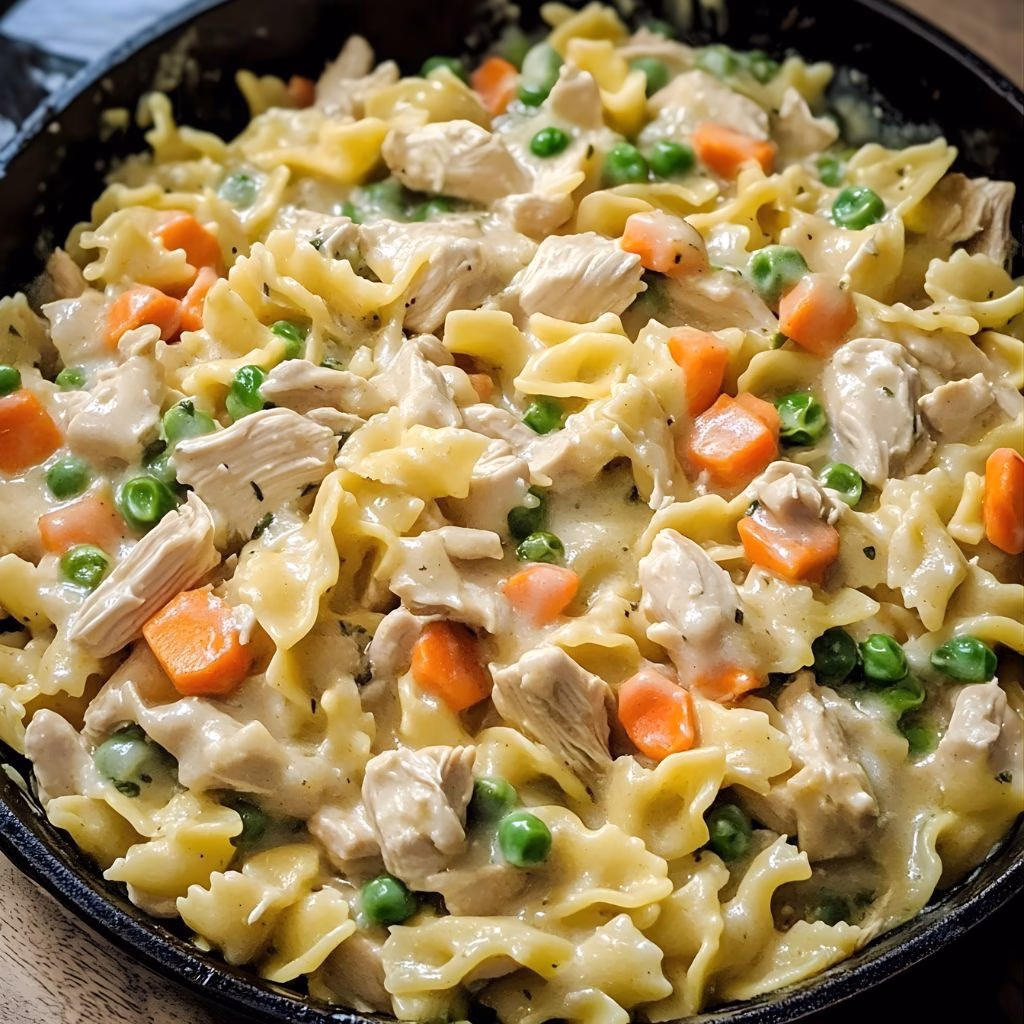 Chicken Pot Pie Noodle Skillet Recipe