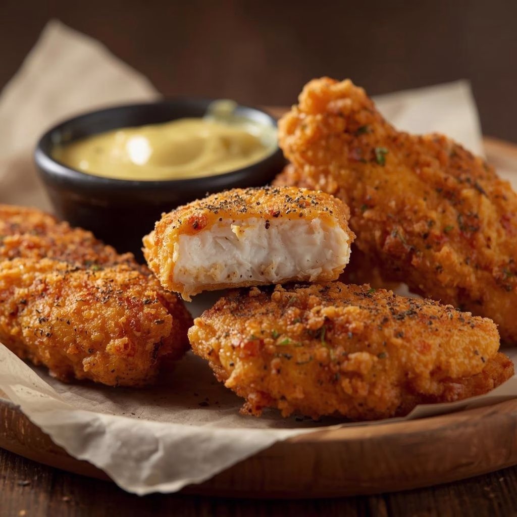 Baked Black Pepper Ranch Chicken Fingers with Honey Mustard Recipe