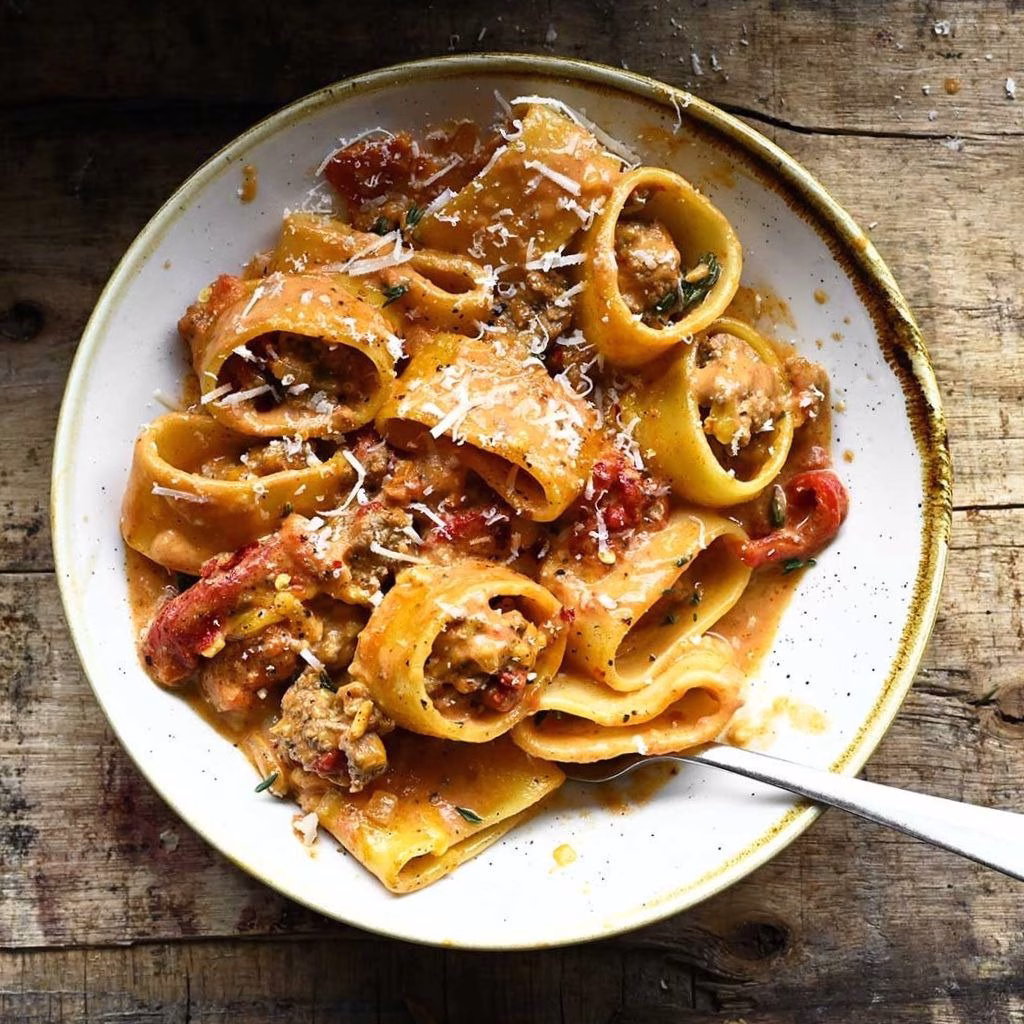 Creamy Beef Bolognese with Roasted Peppers Recipe