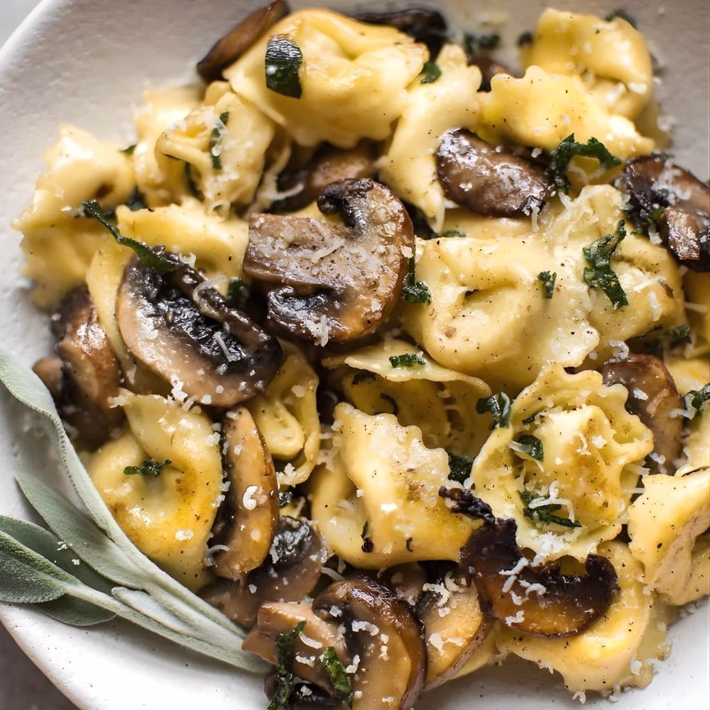 Cheese Tortellini With Butter, Mushrooms, And Crispy Sage Recipe