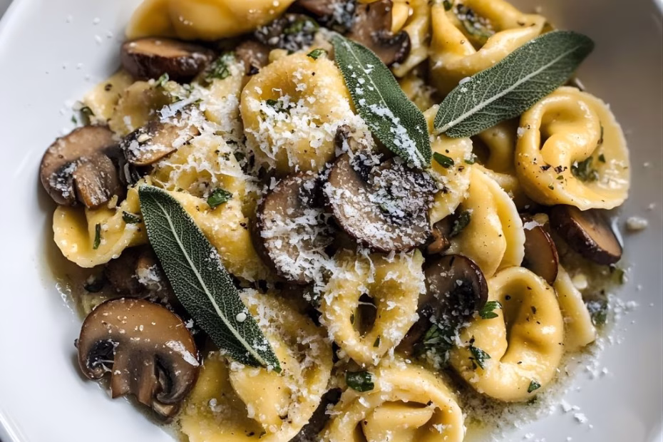 Cheese Tortellini With Butter Mushrooms And Crispy Sage Recipe
