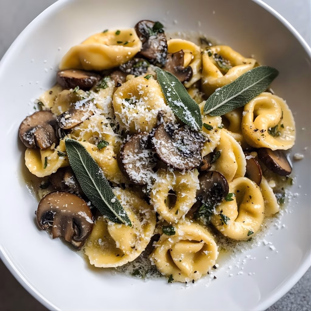 Cheese Tortellini With Butter Mushrooms And Crispy Sage Recipe