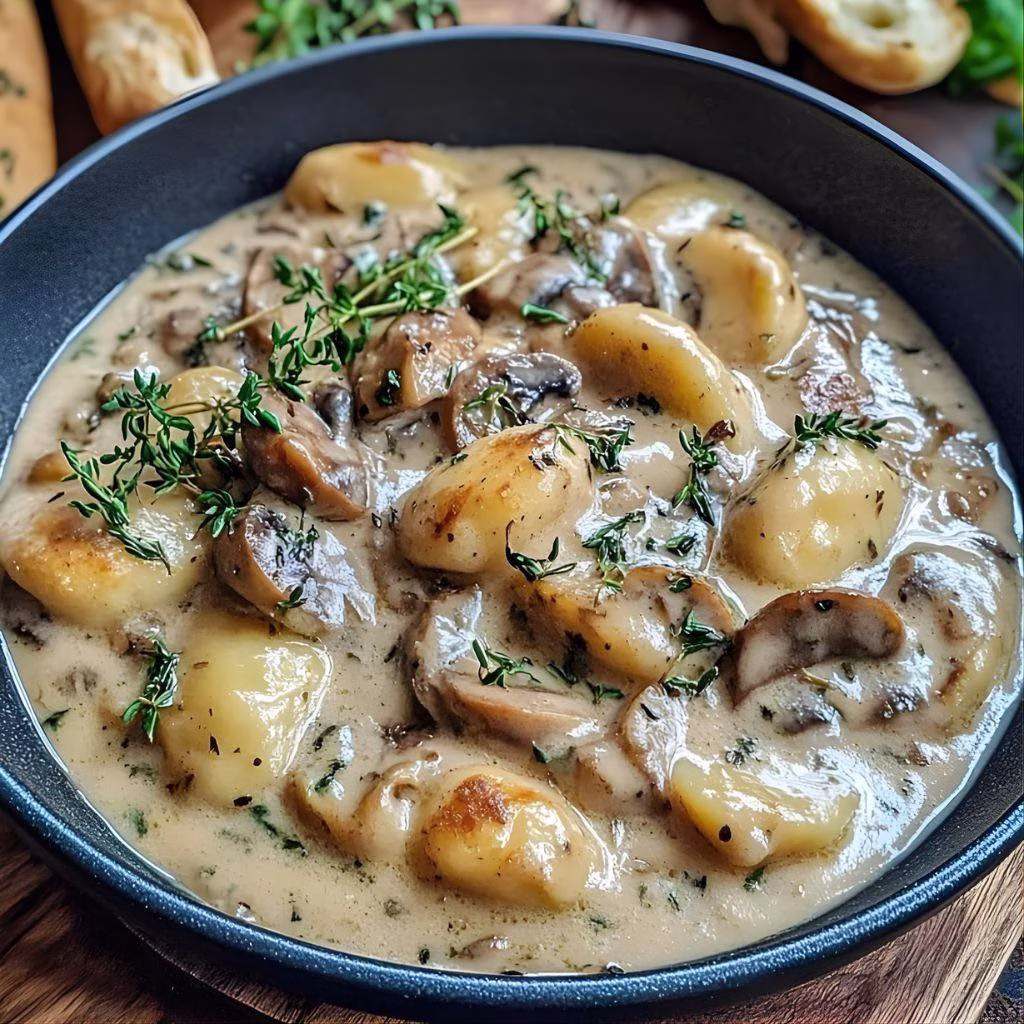 Creamy Goat Cheese Mushroom Gnocchi Recipe