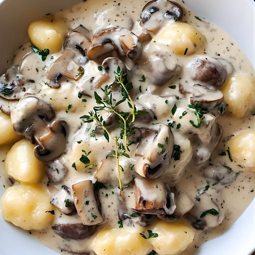 Creamy Goat Cheese Mushroom Gnocchi Recipe