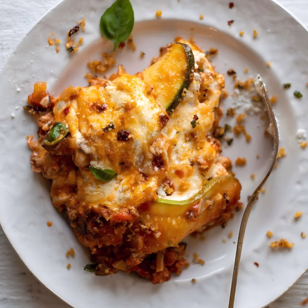 Spicy Zucchini Ricotta Lasagna with Oregano Breadcrumbs Recipe