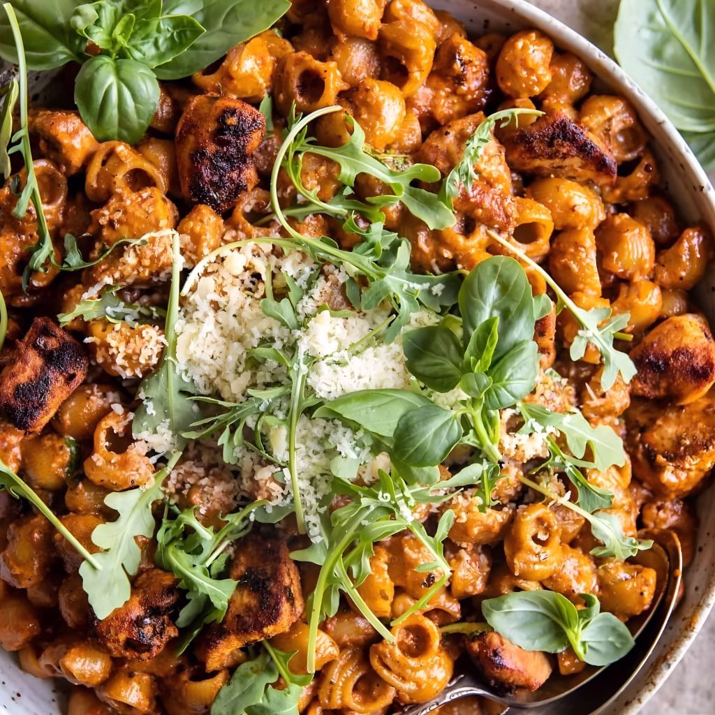 One Pot Creamy Roasted Red Pepper Chicken Pasta Recipe