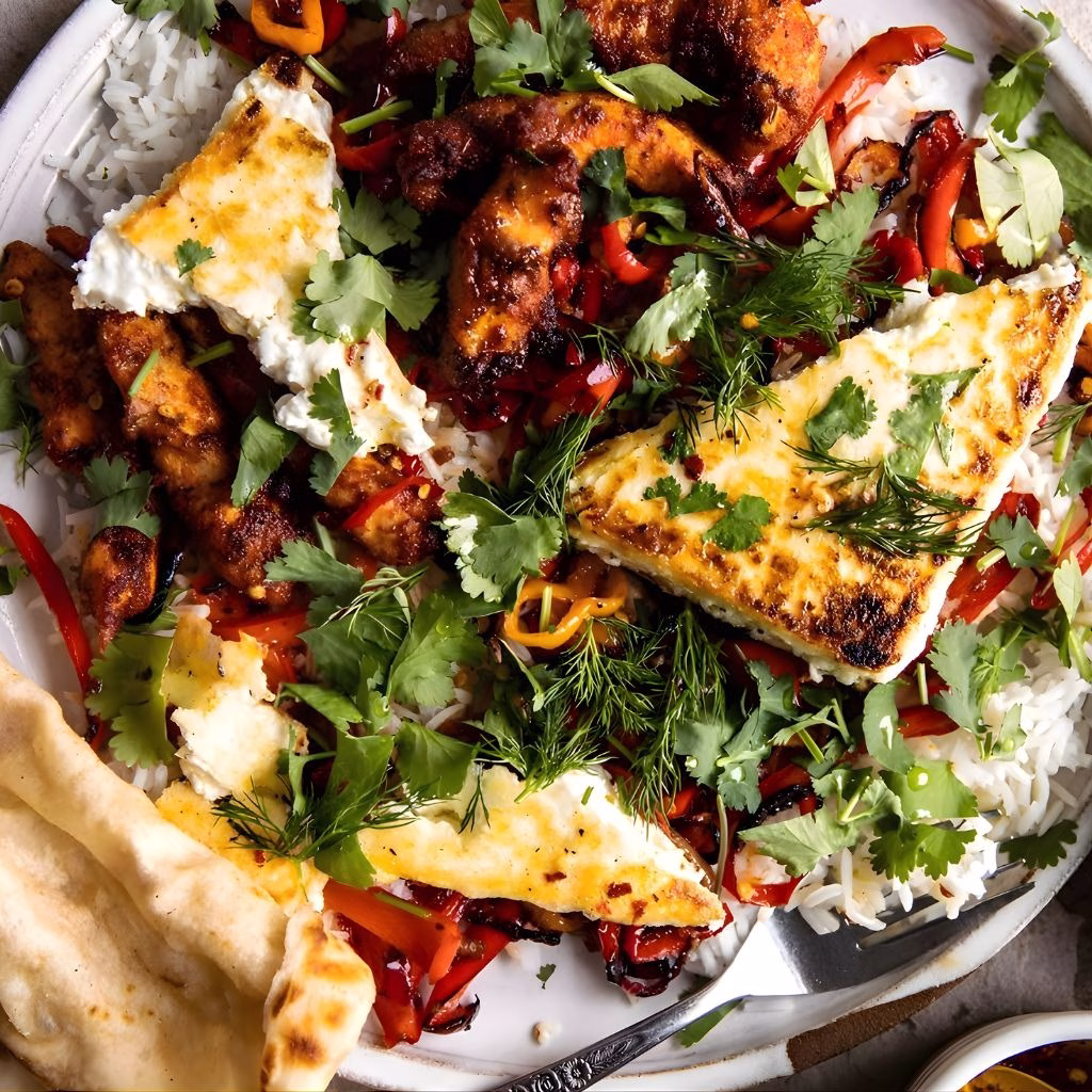 Crispy Feta with Lemon Pepper Chicken And Rice Recipe