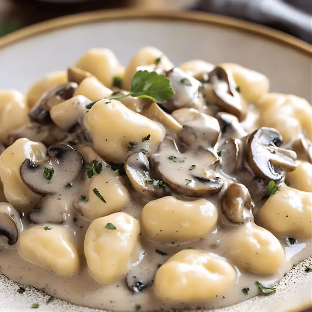 Mushroom Gnocchi with Parmesan Cream Sauce Recipe