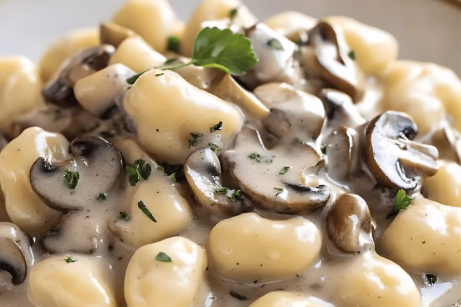 Mushroom Gnocchi with Parmesan Cream Sauce Recipe
