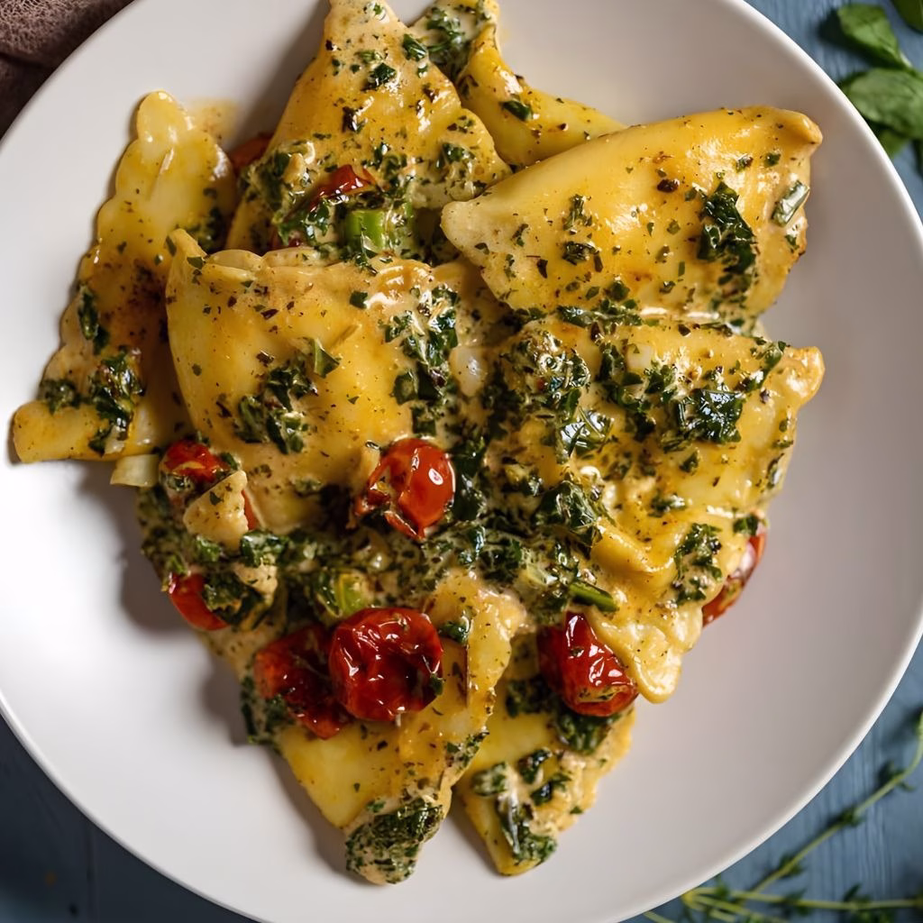 Easy Weeknight Creamy Tuscan Ravioli Recipe