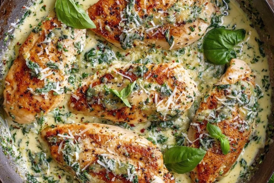 Creamy Parmesan Basil Chicken Recipe