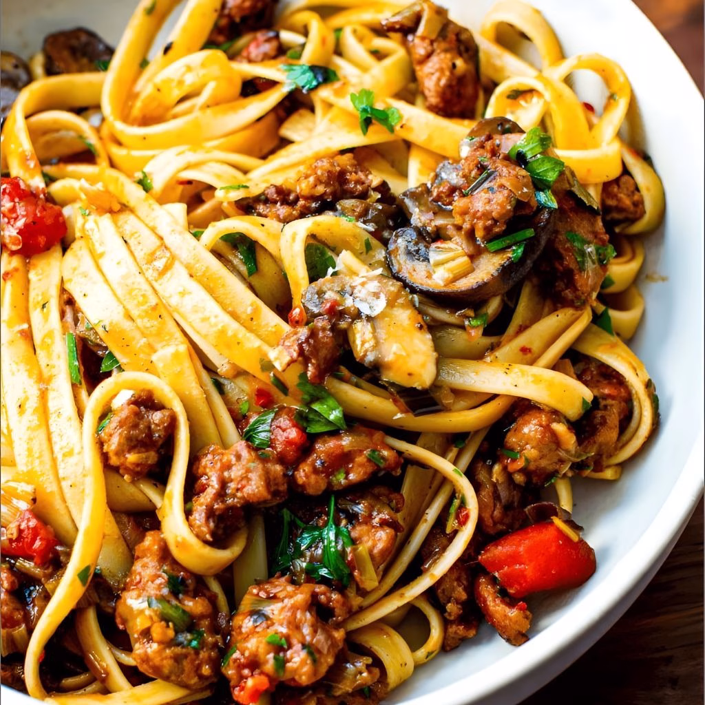 Fettuccine with Sausage and Leeks Recipe