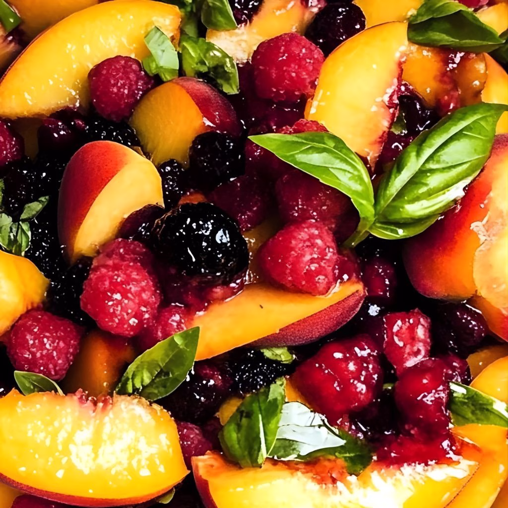 Honey Lime Basil Peach Fruit Salad Recipe