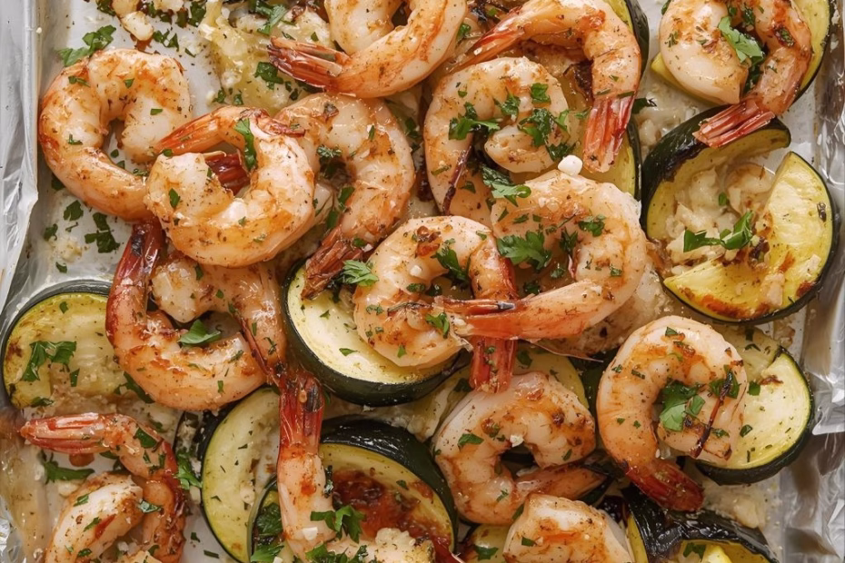 Garlic Parmesan Sheet Pan Shrimp With Zucchini Recipe