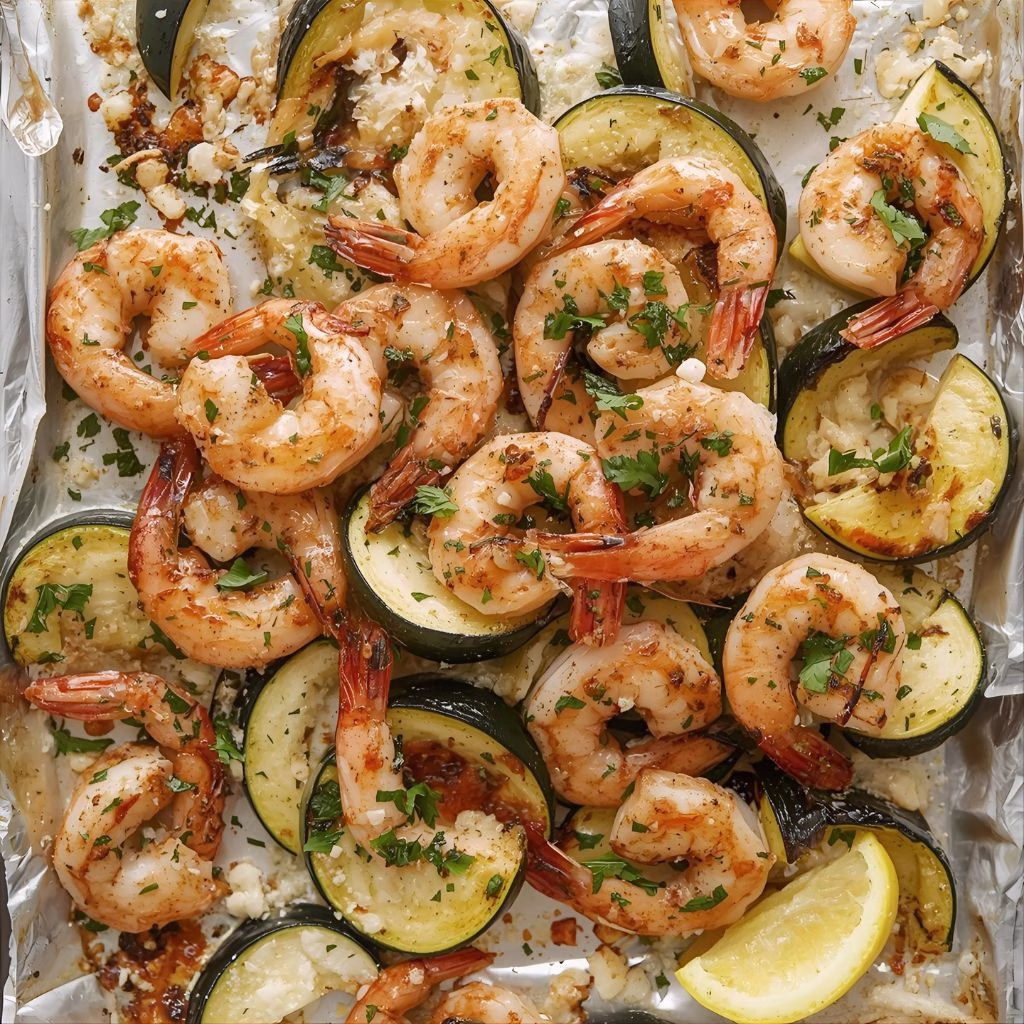 Garlic Parmesan Sheet Pan Shrimp With Zucchini Recipe