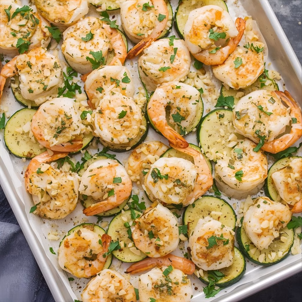 Garlic Parmesan Sheet Pan Shrimp With Zucchini Recipe
