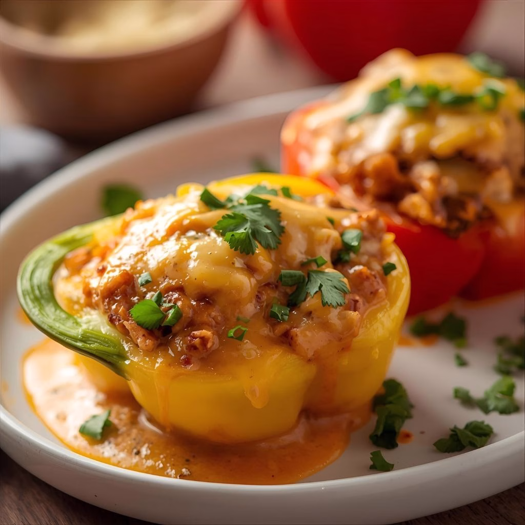 Cheesy Buffalo Chicken Stuffed Peppers Recipe