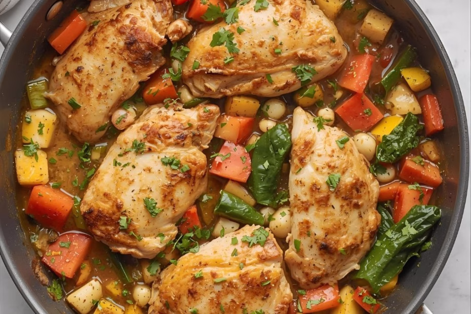 One Pot Chicken and Vegetables Skillet Recipe