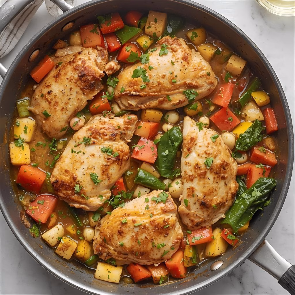 One Pot Chicken and Vegetables Skillet Recipe
